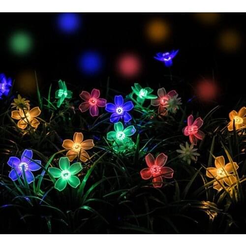 Solar Lamps 7M 50 LED Solar String Lights Flower Waterproof Outdoor Decoration Lighting Christmas Wedding Party Garden Decor