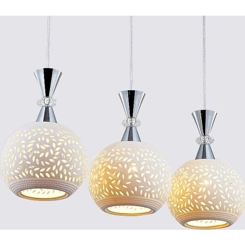 Modern Minimalist White Ceramic Pendant Lights Three E27 Bulbs Hanging Lamp Creative Restaurant Bar Living Room Lighting PL599
