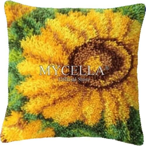 Flower Sunflower Handcraft Latch Hook Kits DIY Pillow Materials Package Coarse Wool Segment Embroidery klink haak kusse Pillows