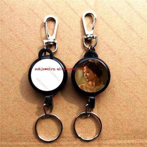 Sublimation blank plastic retractable key ring Chain hot transfer printing blank consumables can print two sides 20pcs/lot
