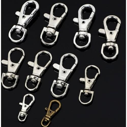10Pcs Gold Silver 24mm/32mm Lobster Clasp Clips Key Hook Split Key Ring Findings Clasps For DIY Keychains Handbags Accessori