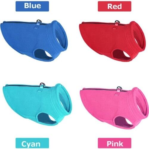 Winter Warm Pet Clothes Soft Fleece Dog Vest Coat For Small Dog Solid Color Dog Puppy Zipper Coat With Dog Harness Leash D-Ring