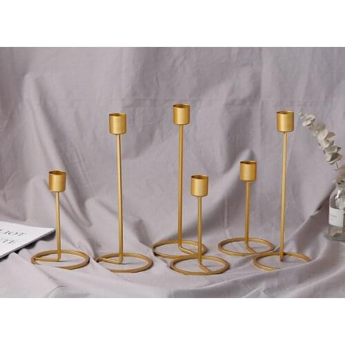 1PC Simple Modern Style Gold Metal Candle Holders Wedding Party Decoration Home Bar Dating Decor Candlestick JL 212