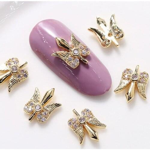 10pcs/lot 3D Alloy Angel Nail Art Zircon Metal Rhinestones DIY Nails Accessories Professional Supplies Decorations Charms Y47-15
