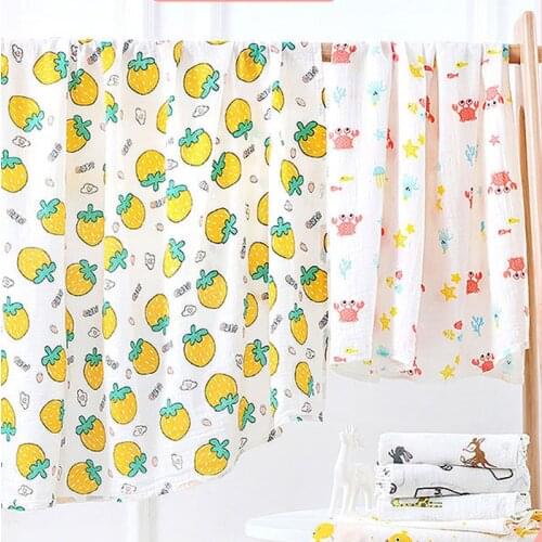 100% cotton 110*110cm 2 Layers Newborn Baby Bath Towel Wrap Muslin Swaddle Blankets Wholesale Dropshipping