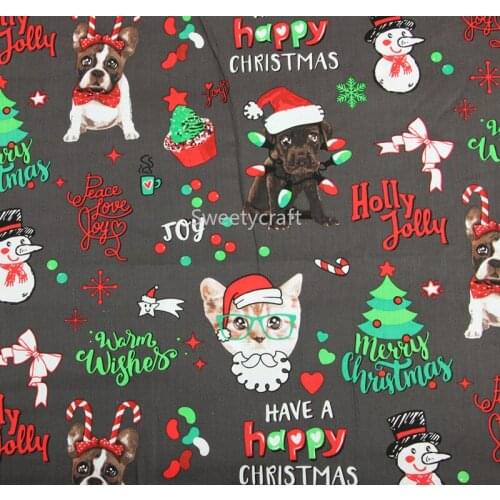 140x50cm Cotton Fabric Merry Christmas Printed Cloth Sewing Quilting Fabrics For Patchwork Needlework DIY Handmade Accessories