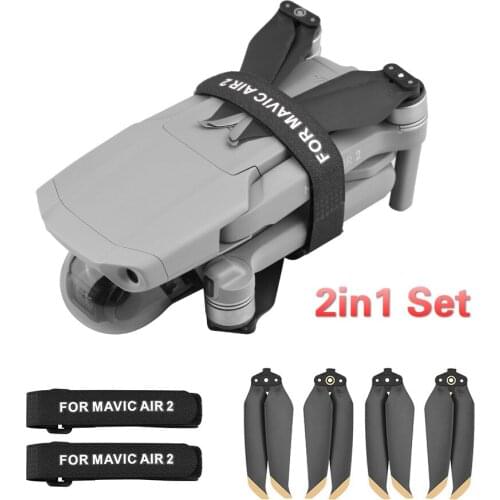 2in1 2Pairs 7238 Propellers and 2Pcs Propeller Strap Holder for DJI Mavic Air 2 Guards RC Quadcopter Spare Parts Drone Accessory