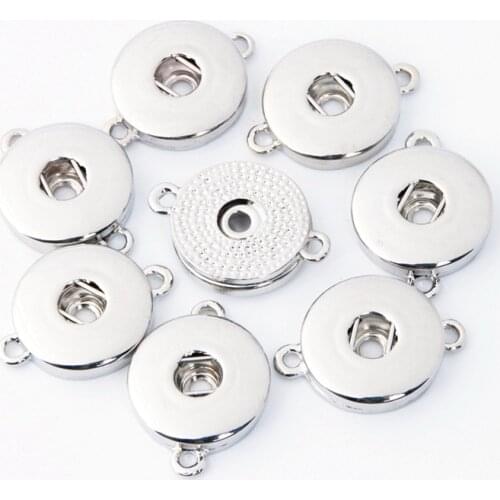20PCS Silver Single Ear&Double Ears For 18MM Snap Button Connector Jewelry Accessories Fit for Snap Button Bracelets&necklace