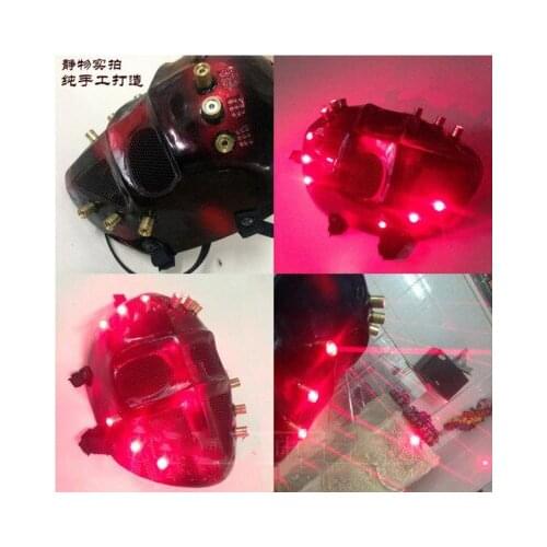 FREE shipping LED Laser Skull Mask Future technology stage show mask light up mask Halloween party Streampunk Man Spike Costume