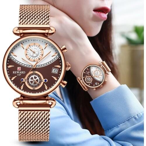 REWARD Women Watches Business Quartz Watch Ladies Fashion Rose Gold Female Clock Stainless Steel Waterproof Wristwatch Relogio