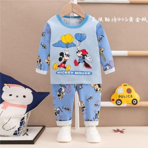 Infant Girl Disney Cotton Pajamas Set Child Mickey Outfits Baby Boy Donald Duck Sleepwear Kids Long Sleeves Spider-Man Clothes