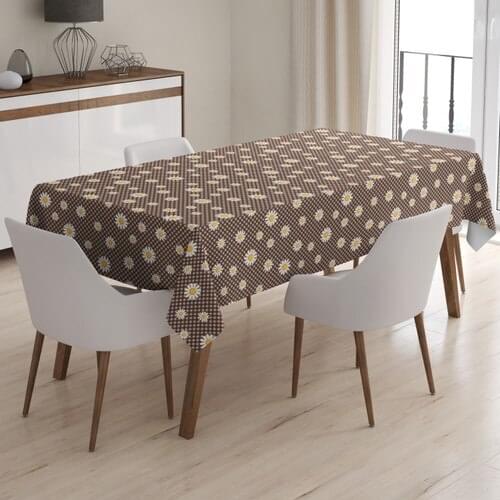 Belnido Home Daisy Patterned Brown Carefree Table Cloth Picnic Rug MSK5017V3