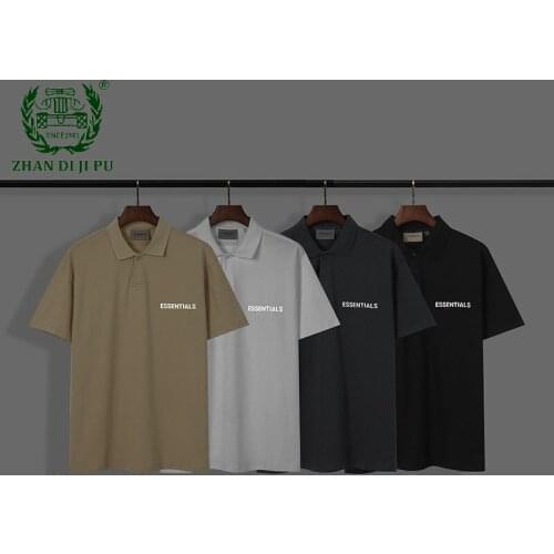 Summer Essentials Polo Short Sleeve T-shirts Men Harajuku Hip Hop Reflective Letter Print Oversize Casual Lapel Solid Color Tees