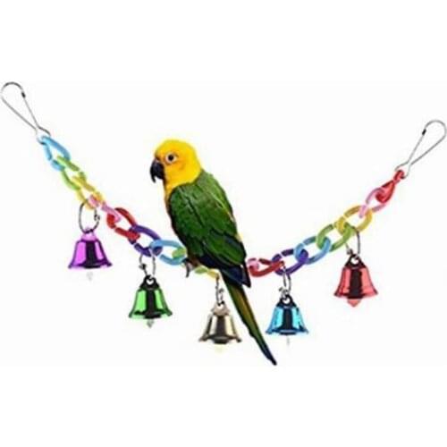 Colorful Bell Toy Small Parrot Creative Funny Colorful Bird Cage Bell Parrot Hanging Bell Parrots Cage Swing Supplies #W5