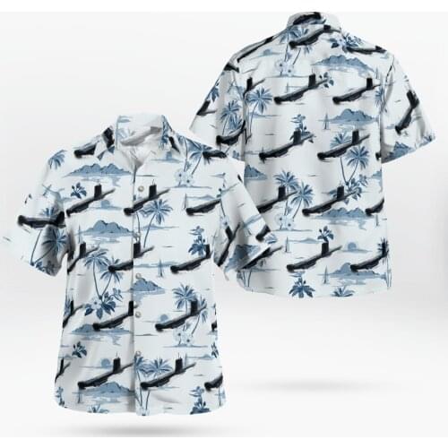 Cool Submarine 3D Beach Hawaii 2021 Boys Summer Shirt Short Sleeve Shirt Streetwear Oversized Chemise Hombre Blusa Masculina-609