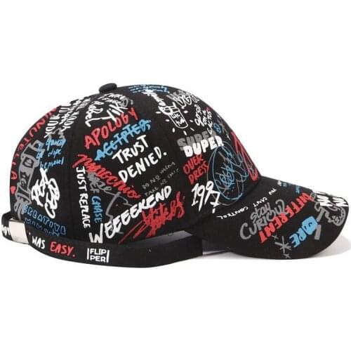 Summer Cotton Graffiti Baseball Caps Fashion Street Trend Performance Leisure Hats for Men and Women Simple Wild Travel Sun Hats