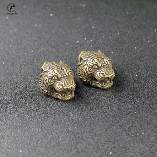 Copper Tiger Head Home Desk Decorations Vintage Brass Metal Chinese Zodiac Animal Decor Handmade Miniatures Figurines Crafts