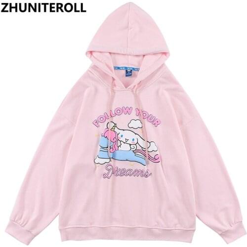 2021 Harajuku Men Hip Hop Sweatshirt Kawaii Dog Letter Puff Print Hoodie Autumn Cotton Pullover Hooded Hoodie Fashion Streetwear