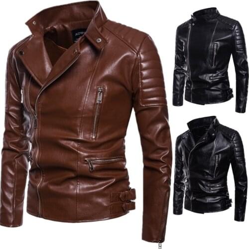Men Leather Locomotive Lapels Fashion Leather Oversized Men Leather Jackets Jackets and Coats Chaqueta De Cuero Para Hombre 2020