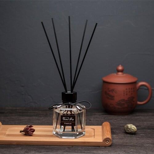 120ml Hexagon Glass Bottle Aromatherapy Ornaments Rattan Sticks Purifying Air Aroma Diffuser Set for Hotel Home Decoration