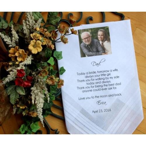 Personalized Father of the Bride handkerchief, PRINTED with PHOTO option, Customize Father of the Groom handkerchief hanckies