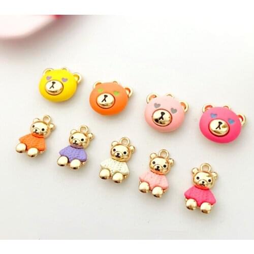 Color-preserving cute and exquisite painting bear charm diy earring accessories handmade headdress accessories homemade jewelry