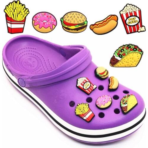Original 6pcs/set Food Series PVC Shoe Charms Decoration Strawberry Donut Shoes Accessories fit croc JIBZ Party X-mas Kids Gifts