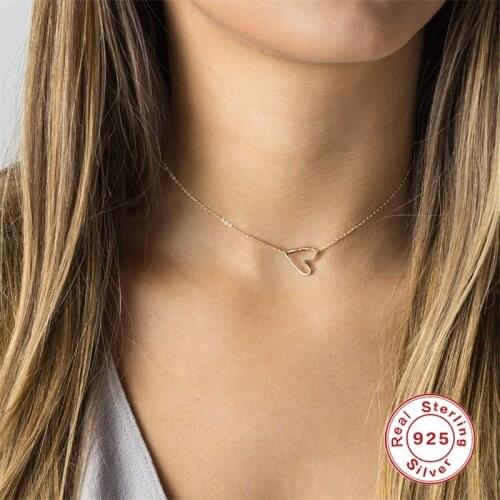 Popular heart nacklaces,sterling silver chain 925 Choker necklace, sweet love pendant,hollow Shaped,Party bridal jewelry gifts