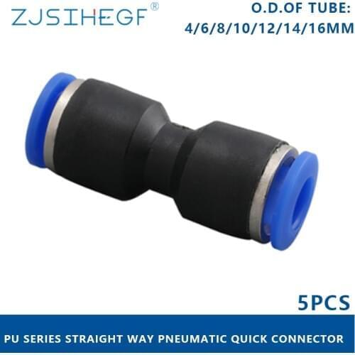 Pneumatic Fittings PU 10mm 8mm 6mm 12mm 4mm Air Water Hose One Touch Straight Push-in Plastic Quick Connector Tube