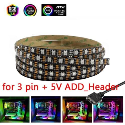 Digital Addressable Full color RGB LED Strip light 5V for PC,RGB 2.0 3 pin ADD Header for ASUS Aura SYNC, MSI Mystic Light SYNC