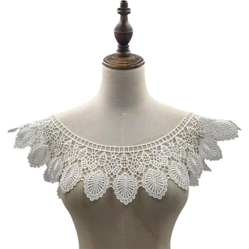Detachable False Collar Embroidery Neck Ruff Mini Cape Polyester Covering Collar for Women Girls Elegant Style