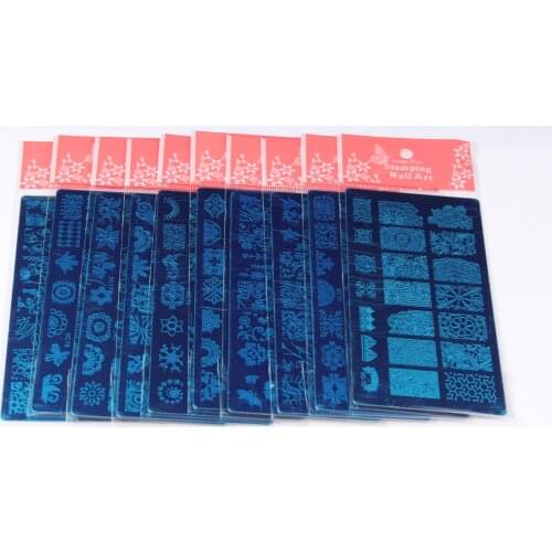 MB@ 1 pcs Nail printing template BC lace rectangular plate DIY 6*12 CM Metal DIY Image Stamping Nail Art Plate 10 optional, N42
