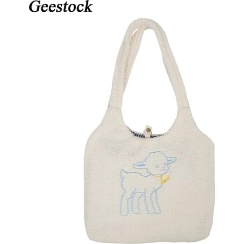 Geestock Fabric Shoulder Bag for Women Supreme Canvas Handbag Large Capacity Embroidery Totes Cute Pouch For Girls