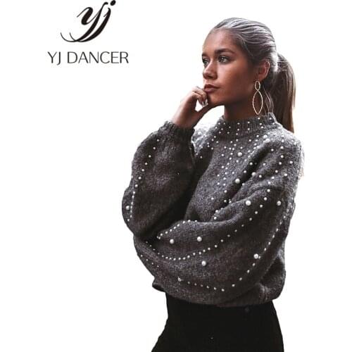 2018 Spring autumn New Plus Size Fashion Women Loose size Warm Long sleeve pearl short sweater coat Female Sweater Ljj0160