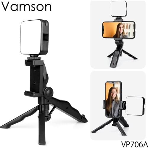 Vamson for Laptop Tablet Mobile Phone for Videoconferencing Telework Adjustable LED Zoom Lighting Lamp Kit with Tripod VP706A
