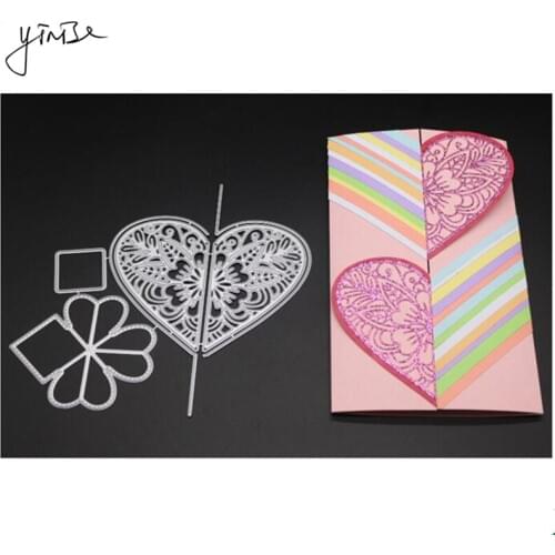 YINISE Metal Cutting Dies For Scrapbooking Stencils HEART ENVELOPE SCRAPBOOK CUT DIY Album Cards Decoration Embossing Die Cuts