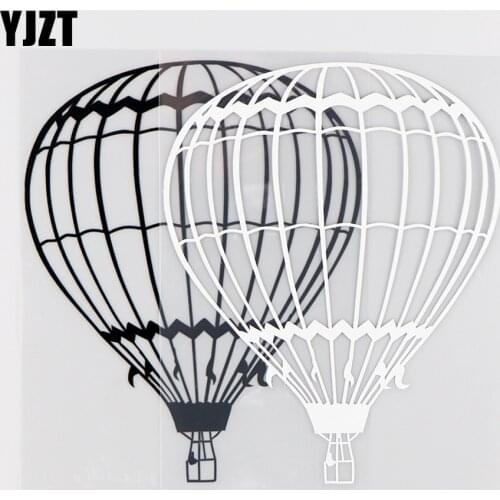YJZT12.4X15.4CM Creative Vinyl Decals Beautiful Hot Air Balloon Car Stickers Black / Silver 10A-0179