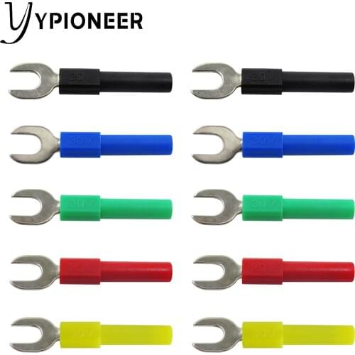 Cleqee P4003 10PCS 5Color 6mm Width U&Y Type Welding Insert Harpoon to 4mm Banana Plug