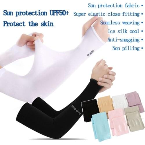 1Pair Arm Sleeves Ice Fabric Sun UV Protection Summer Sun Cool Outdoor Cuff Cover Arm Sleeve Unisex