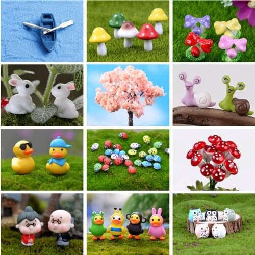 1PC Mini Mushroom rabbits ducks tortoise Garden Ornament Miniature Plant Pots Fairy Micro Miniatures Foam fairy garden supplies