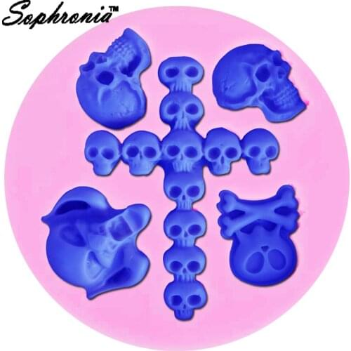 Halloween Skull 1pcs Silicone Mold for UV Resin Gumpaste Surgarcraft Icing Handmade Tool Epoxy Fondant Chocolate Moulds m705