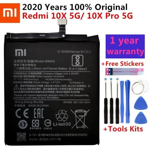 100% Original 4520mAh Replacement Phone Battery BM4S For Redmi 10X 5G / Redmi 10X Pro 5G Batterie+Free Tools
