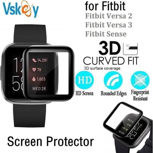 100PCS 3D Soft Screen Protector for Fitbit Versa 3 Fitbit Sense Smartwatch Full Cover Protective Film (No Tempered Glass)