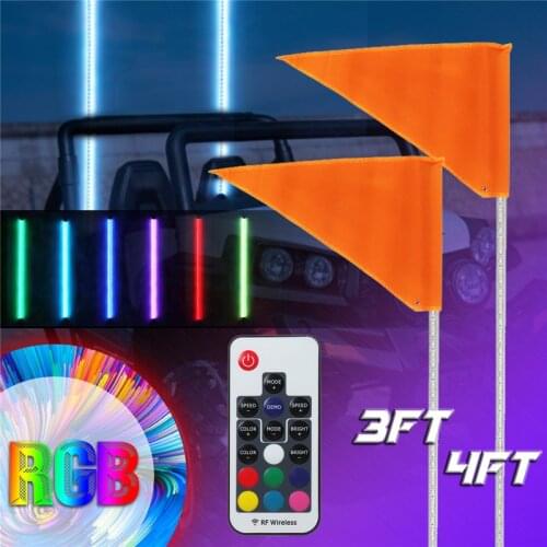 12V LED Whip Light 3/4ft Flag Pole Safety Antenna Whip Lights 13-22W/16-30W for Sand UTV ATV Truck for jeep for Sand Rails
