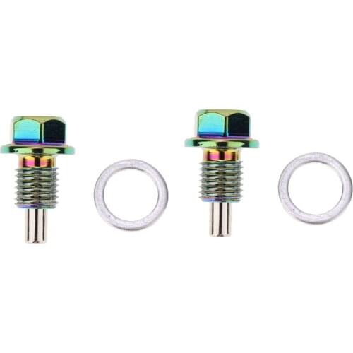 2 X Engine Oil Pan Drain Sump Filter Adsorb Plug Screw M12x1.5mm