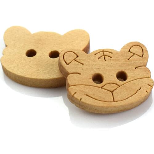300PCS Tiger Shaped Wood Buttons Baby Cartoon Button Sewing Accessories Scrapbooking Cardmaking