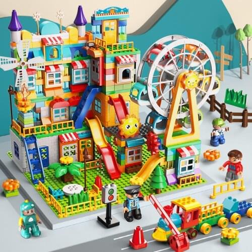 404PCS Marble Race Run DIY Maze Balls Building Blocks Duploed Funnel Slide Large Size Bricks Educational Baby Toys Children Gift