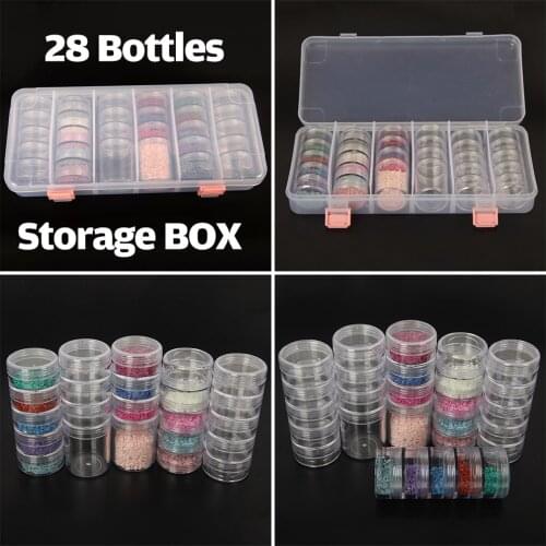 5d Diamond Painting Accessories Box 28 Bottles Beads Drills Nails Storage Container Holder Organizer for Diamond Mosaic Stickers