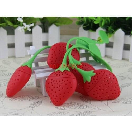 700pcs/lot Fast Shipping Silicone Strawberry Design Loose Tea Leaf Strainer Herbal Spice Infuser Filter Tools