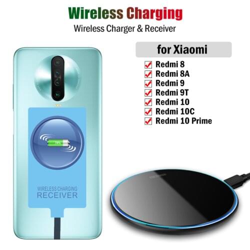 Qi Wireless Charger & Receiver for Xiaomi Redmi 8 8A 9 K20 K30 K40 Pro Ultra 5G Wireless Charging Adapter USB Type-C Connector
